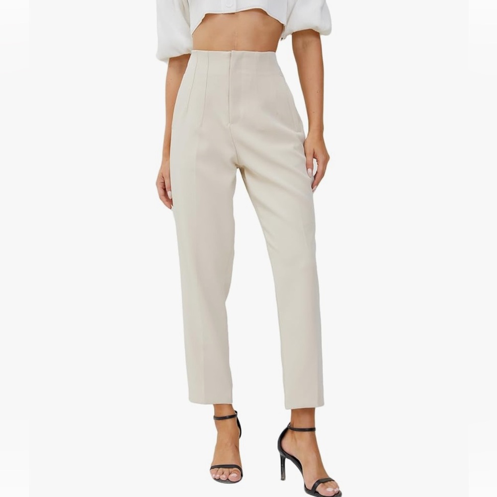 Zara Cream Trousers with Straight Leg Design